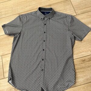 CONSTRUCT Slim Fit Short Sleeve 4-Way Stretch Performance Button-Down Shirt, L